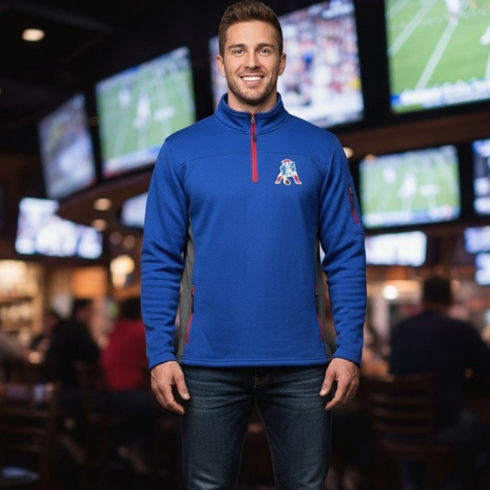NFL Team New England Patriots Jacket Embroidered Logo Waffle 1/4 Zip Size M NWT